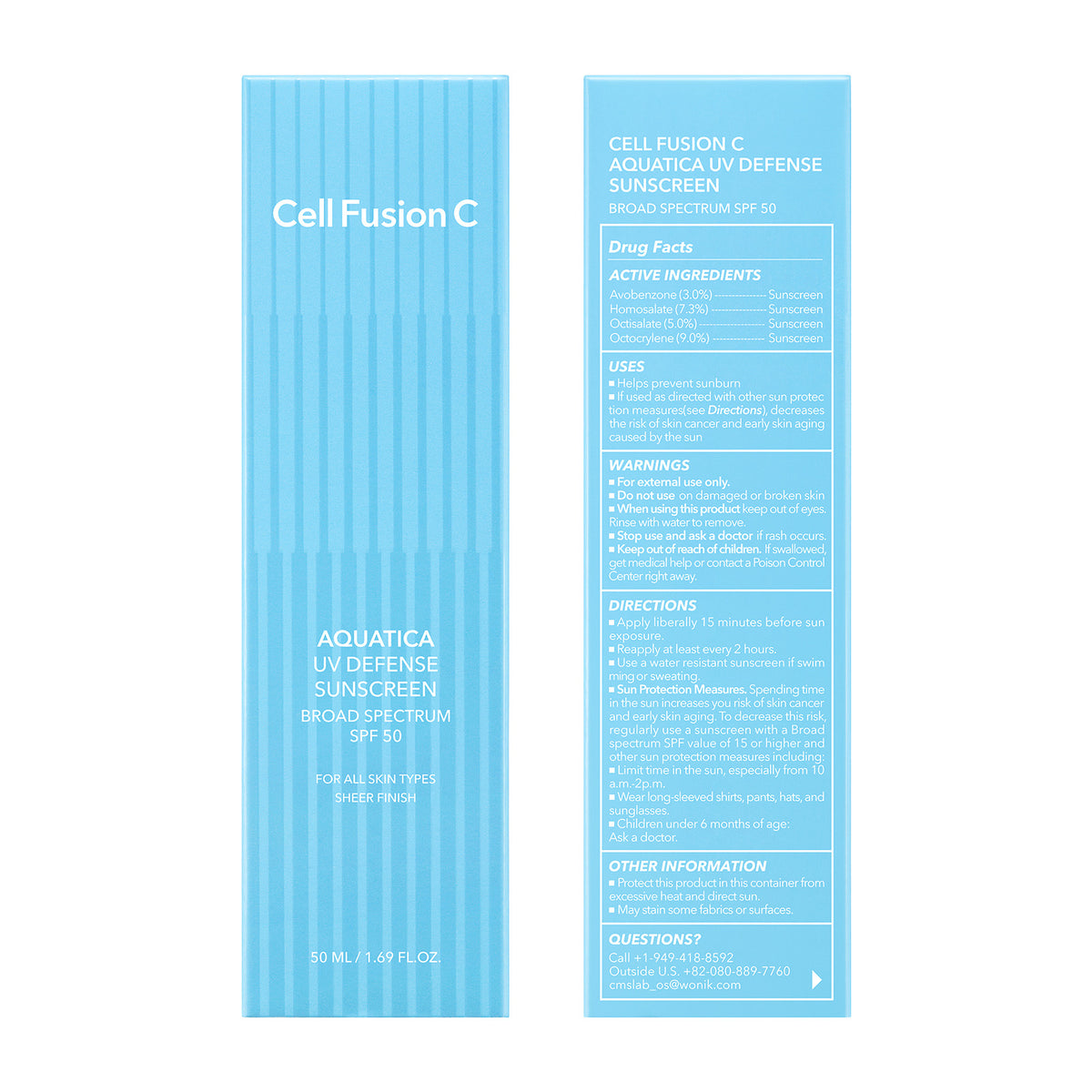 CellFusionC 1+1 Aquatica UV Defense Sunscreen OTC 50ml+50ml