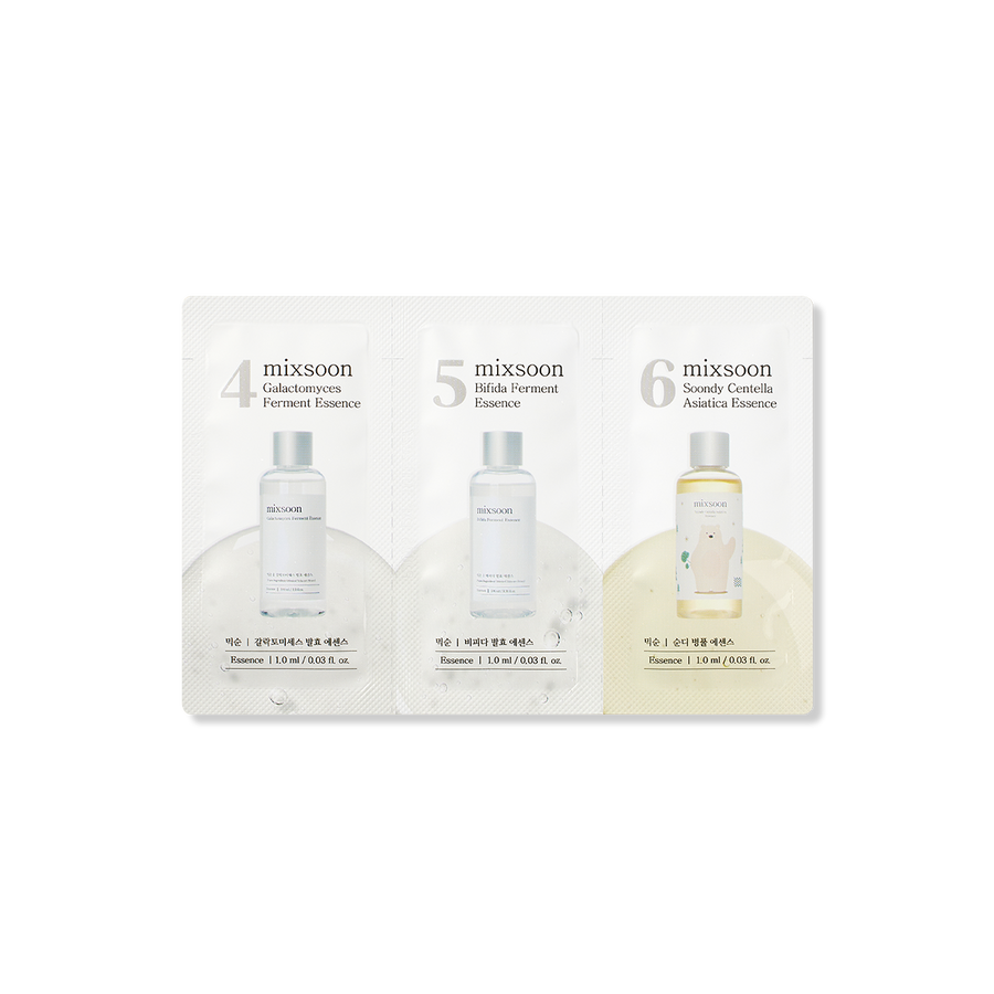 Mixsoon (Step 4,5,6) Galactomyces Ferment Essence, Bifida Ferment Essence, Centella Asiatica Essence Sachet [1ml*3ea]