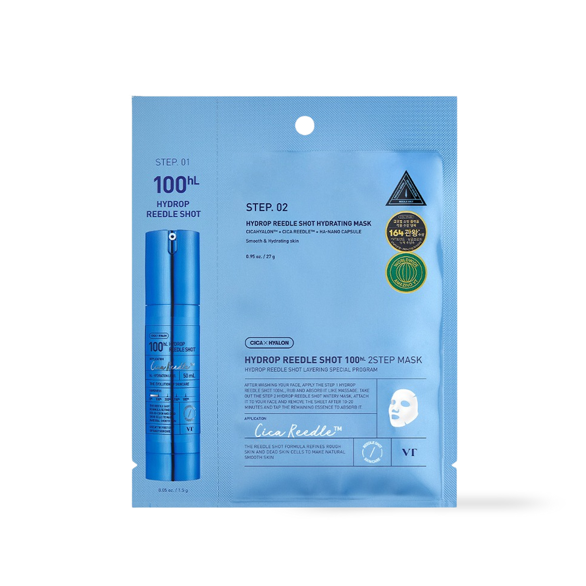 VT Cosmetics HYDROP Reedles Shot 100hL 2 STEP MASK
