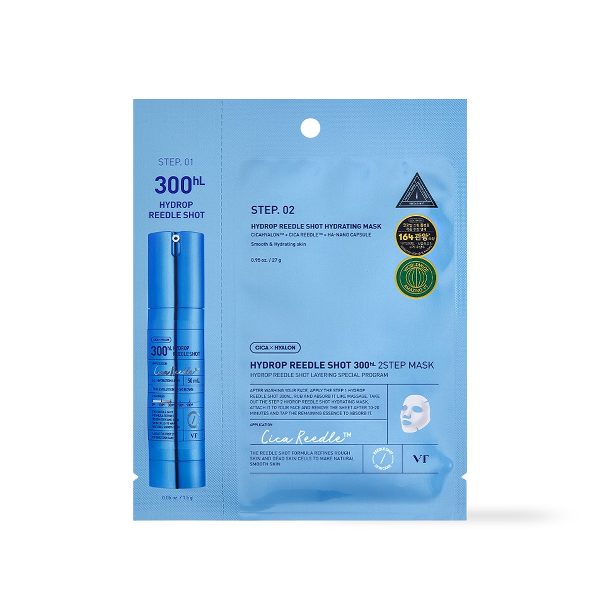 VT Cosmetics HYDROP Reedles Shot 300hL 2 STEP MASK