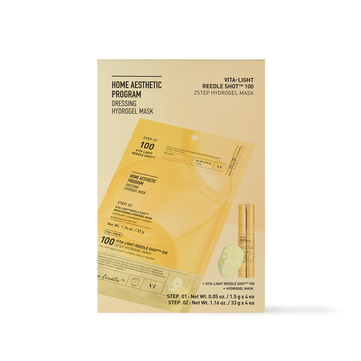 VT Cosmetics VITA-LIGHT Reedle Shot 100 2STEP Hydrogel Mask 4ea