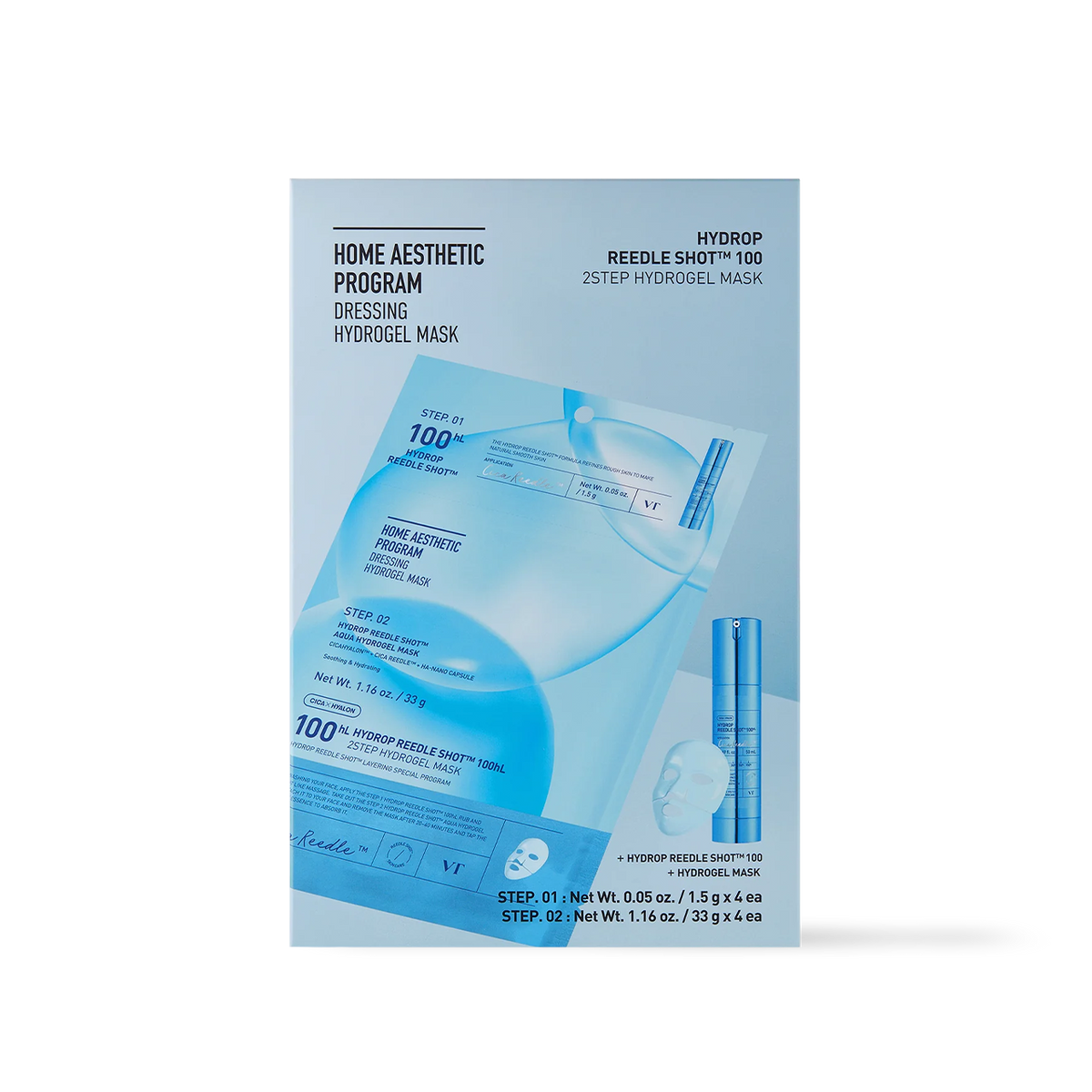 VT Cosmetics HYDROP Reedle Shot 100hl 2STEP Hydrogel Mask 4ea
