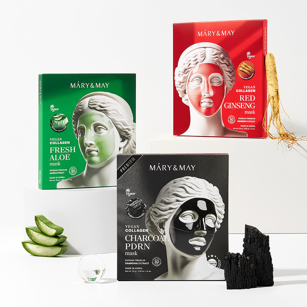Mary&May Vegan Collagen Charcoal PDRN Mask (30g x4)