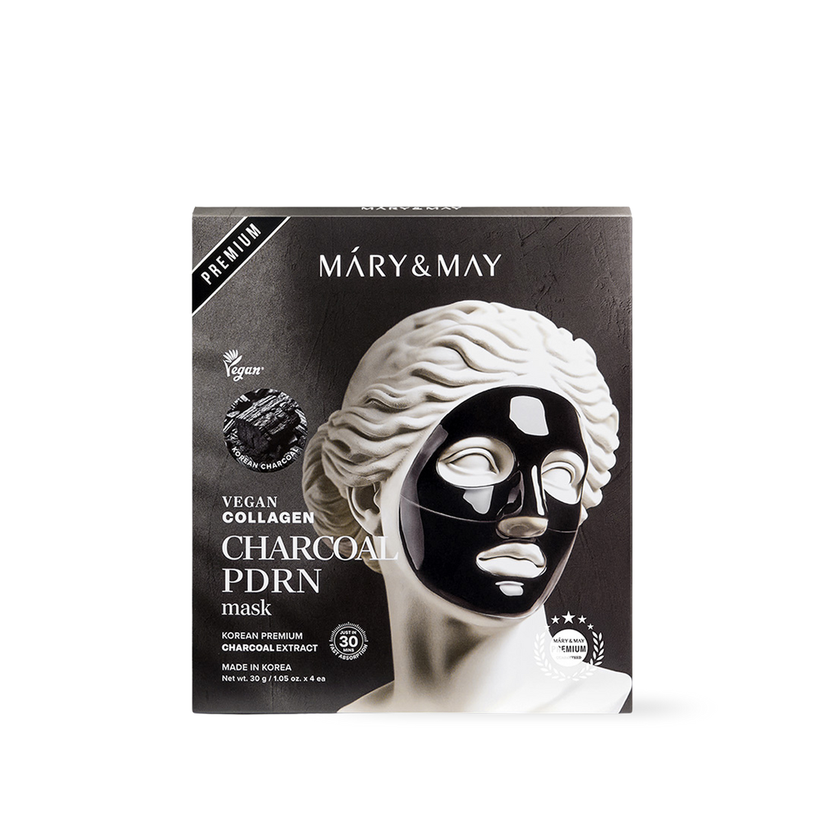 Mary&May Vegan Collagen Charcoal PDRN Mask (30g x4)