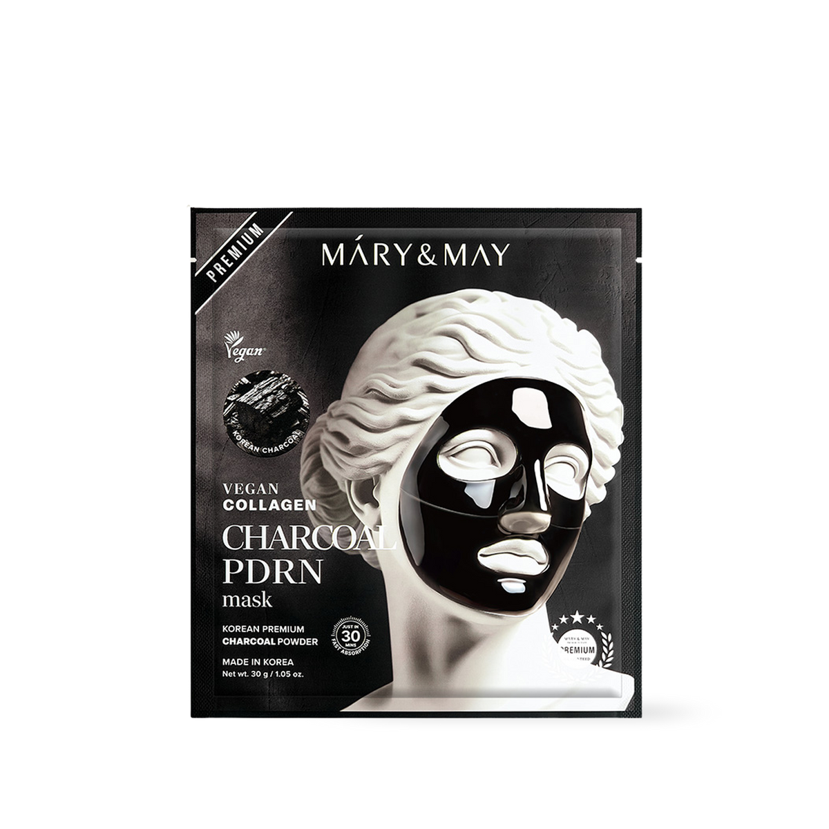 Mary&May Vegan Collagen Charcoal PDRN Mask (30g x4)