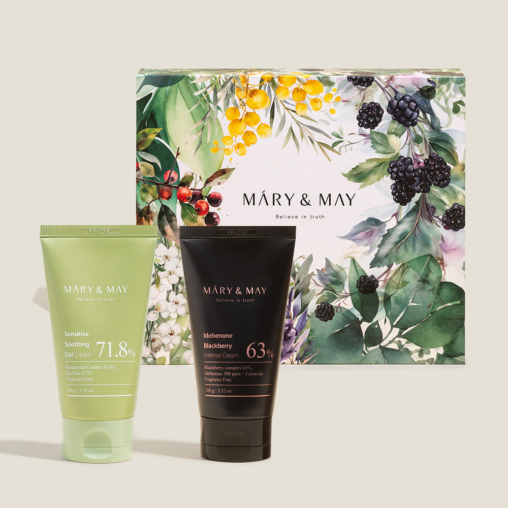 Mary&May Soothing Gel Cream+Idebenone Blackberry Cream Duo Set 100g x2