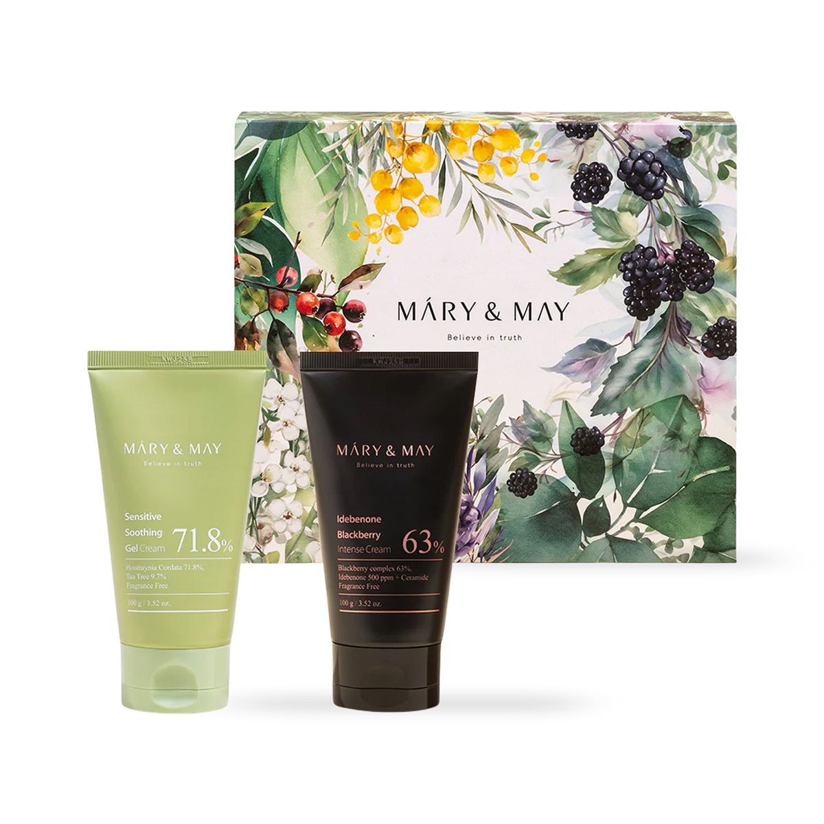 Mary&May Soothing Gel Cream+Idebenone Blackberry Cream Duo Set 100g x2