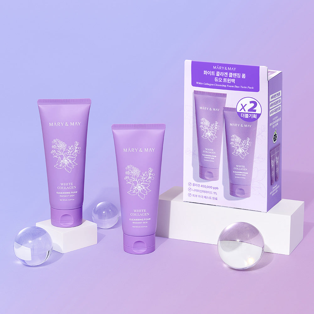 Mary&May White Collagen Cleansing Foam Duo Twin Pack (150ml x2)