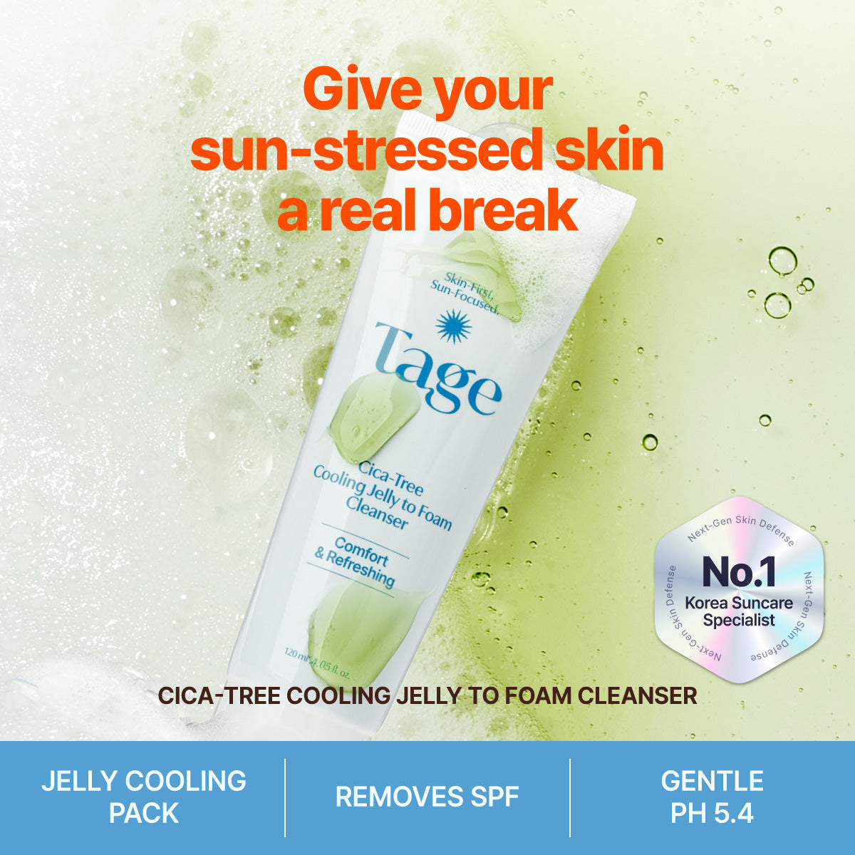 Tage Cica-Tree Cooling Jelly to Foam Cleanser 120ml