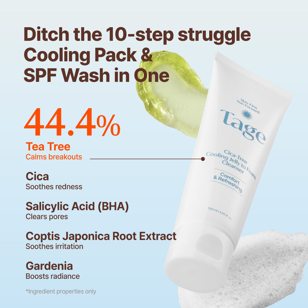 Tage Cica-Tree Cooling Jelly to Foam Cleanser 120ml