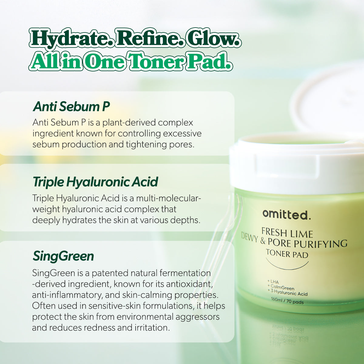 Omitted Fresh Lime Dewy & Pore Purifying Toner Pad 70ea(160ml)
